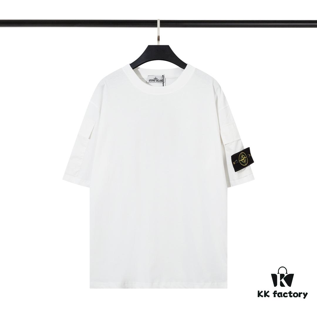 6931a434ccd8ab3d7af9878a STONE ISLAND (230g Double Yarn) Sleeve Pocket Trench T-Shirt in Black, White, Beige, Grey Green