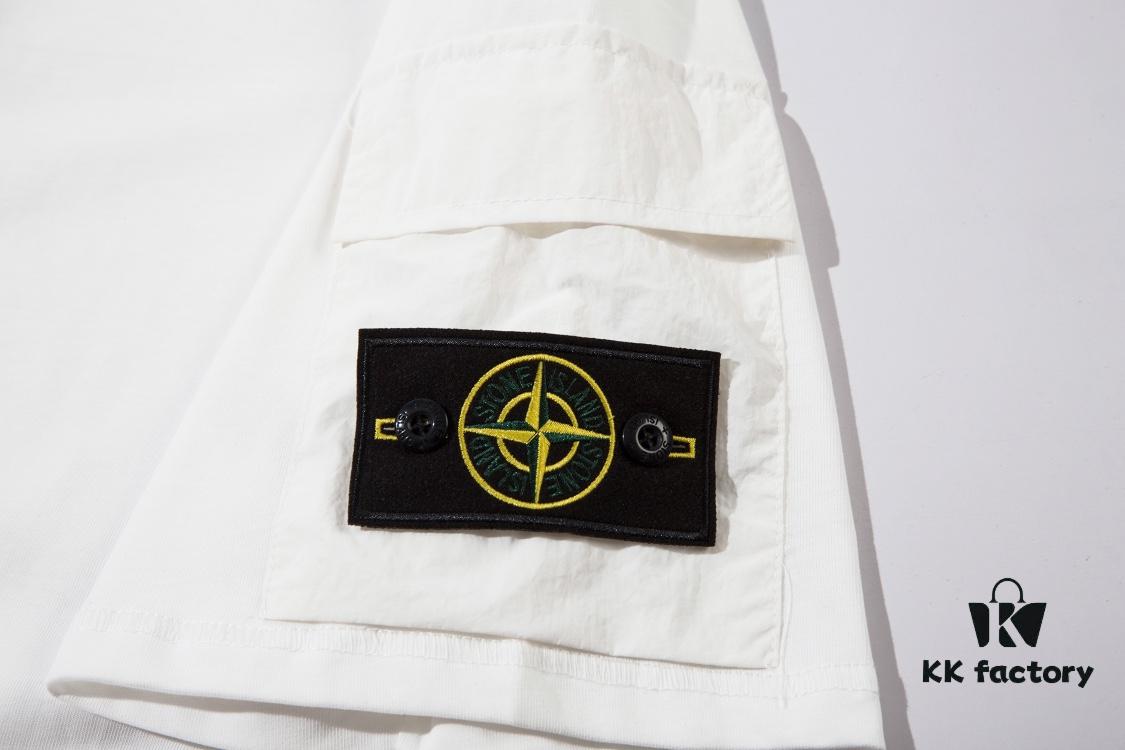 6931a434ccd8ab3d7af9878c STONE ISLAND (230g Double Yarn) Sleeve Pocket Trench T-Shirt in Black, White, Beige, Grey Green