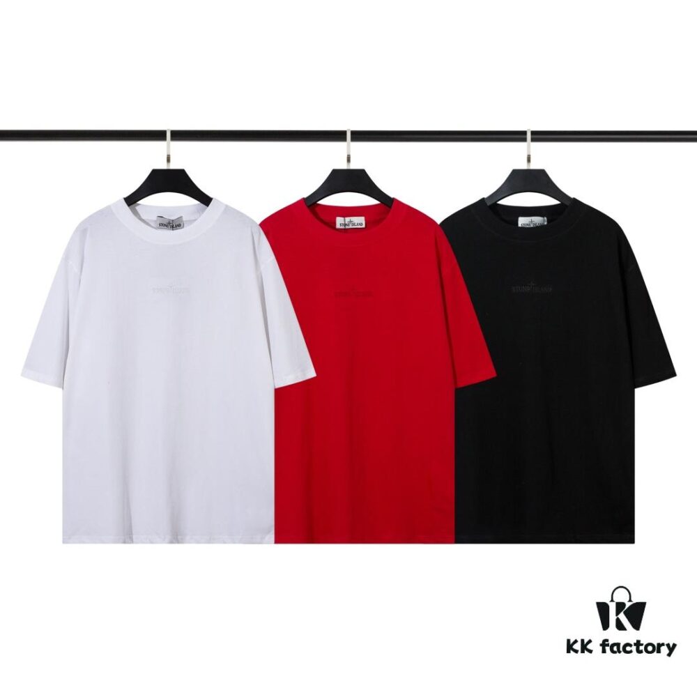 STONE ISLAND Dragon 3D Pattern T-Shirt in Black, White, and Bright Red