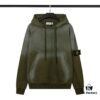 STONE ISLAND Autumn/Winter New Arrival Washed Monkey Process Hooded Sweatshirt in French Terry Fabric Black Military Green Sapphire Blue Light Green Purple Lavender M L XL XXL
