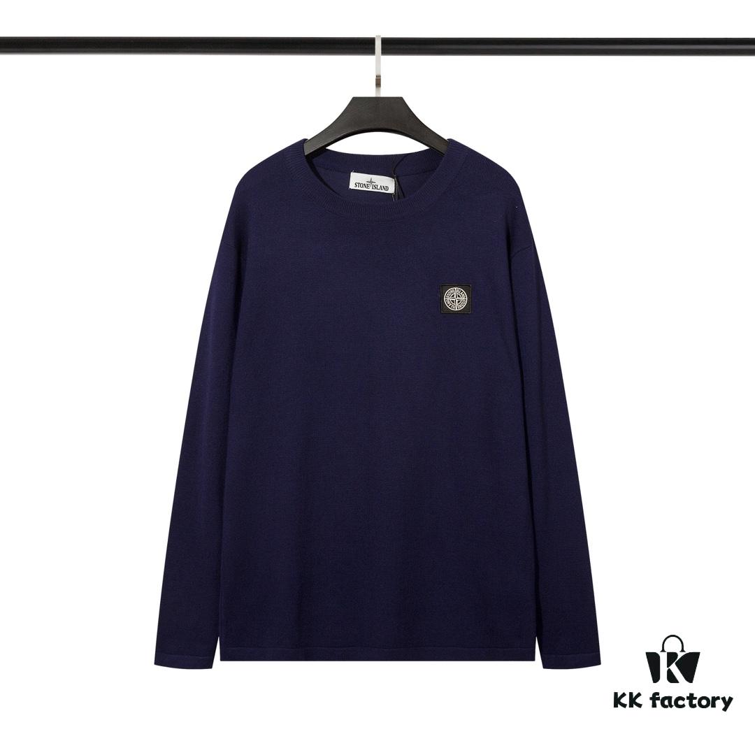 6931a436ccd8ab3d7af987ae 905# STONE ISLAND Embroidered Logo Crew Neck Knit Wool Long-Sleeve T-Shirt
