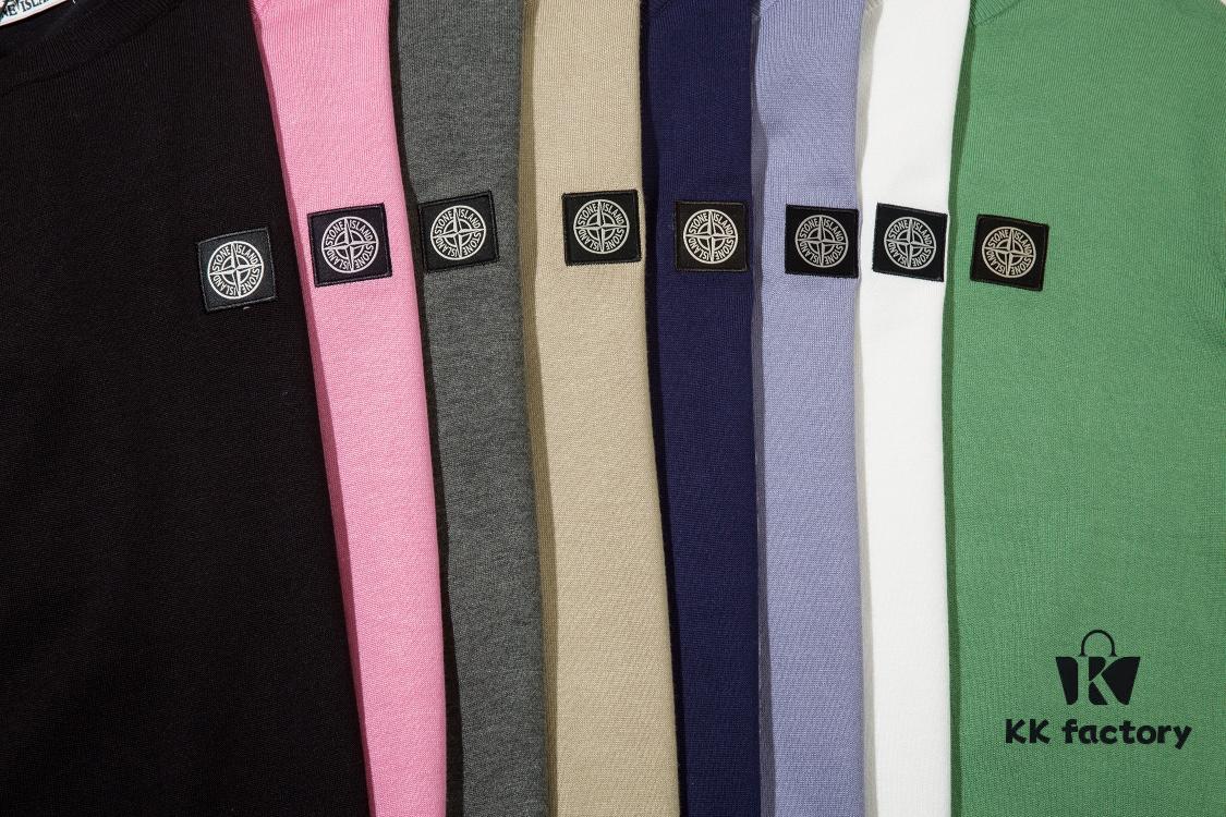 6931a436ccd8ab3d7af987af 905# STONE ISLAND Embroidered Logo Crew Neck Knit Wool Long-Sleeve T-Shirt