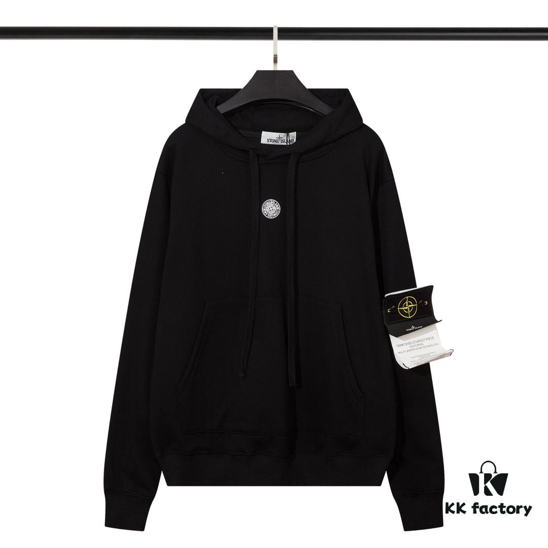 STONE ISLAND Printed Classic Hoodie in Black, Gray, White