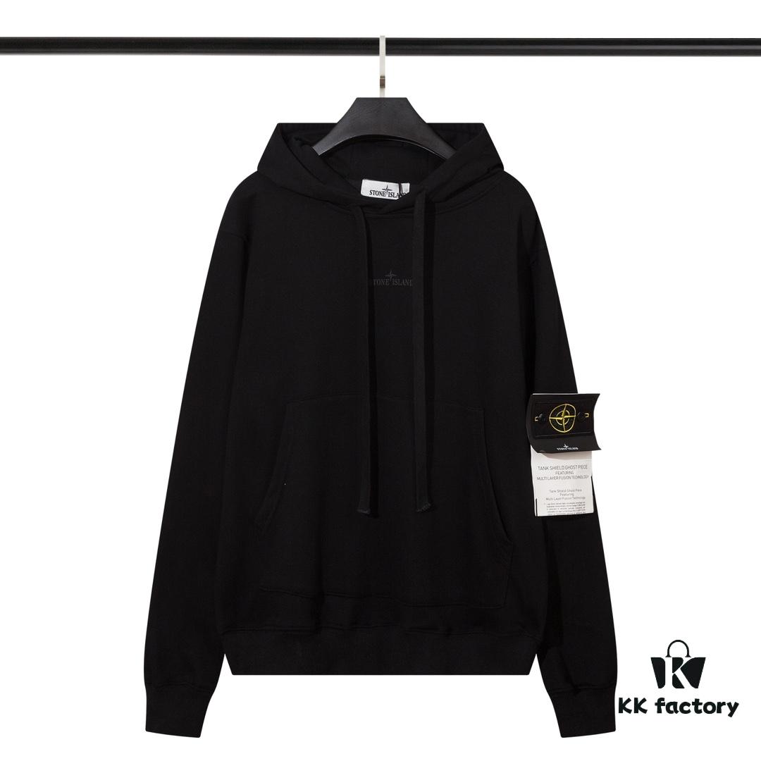 STONE ISLAND Letter Embroidered Reflective Star Hoodie in Black, White, Green