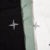 STONE ISLAND Letter Embroidered Reflective Star Hoodie in Black, White, Green