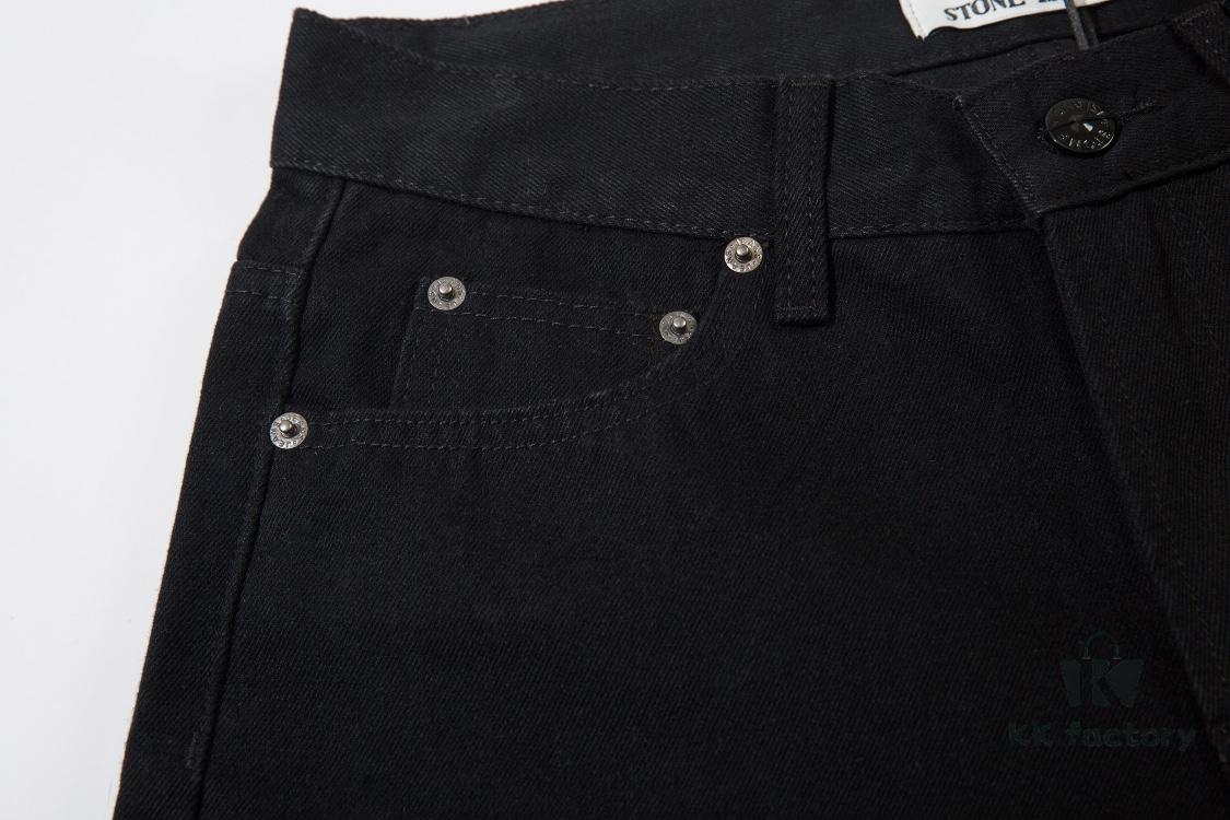 STONE ISLAND Washed Loose Fit Jeans in Black