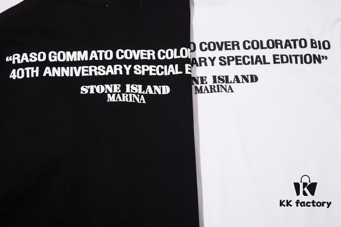 6931a43accd8ab3d7af98800 STONE ISLAND Foam Printed Letter T-Shirt in Black and White