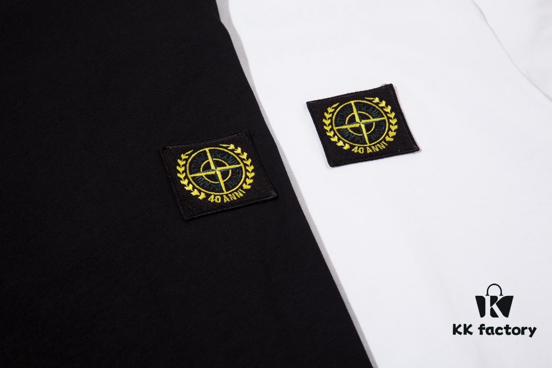 6931a43bccd8ab3d7af98802 STONE ISLAND Foam Printed Letter T-Shirt in Black and White