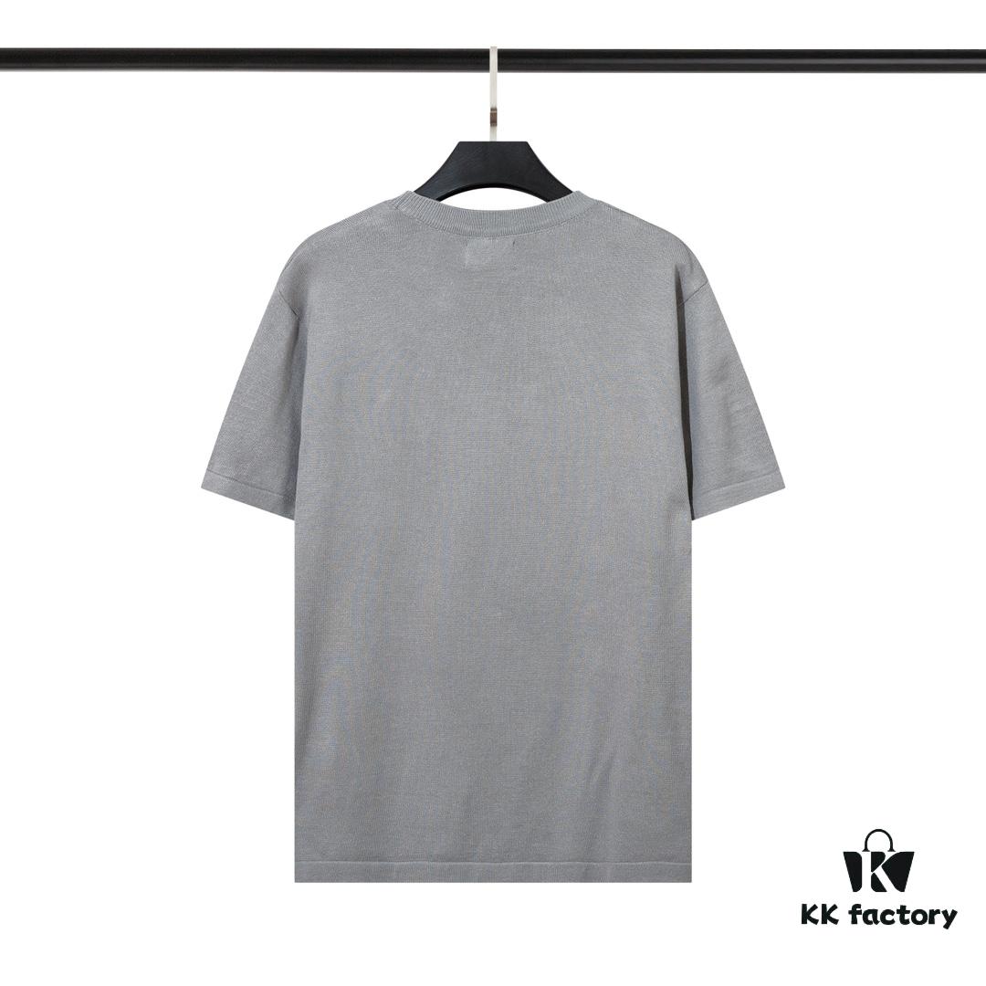 STONE ISLAND Compass Patch Knit Sweater T-Shirt in Black, White, Gray