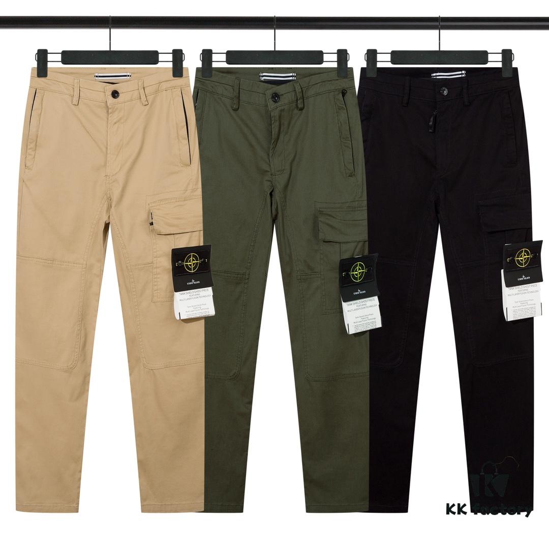 STONE ISLAND Zipper Pocket Elastic Slim-Fit Tactical Pants