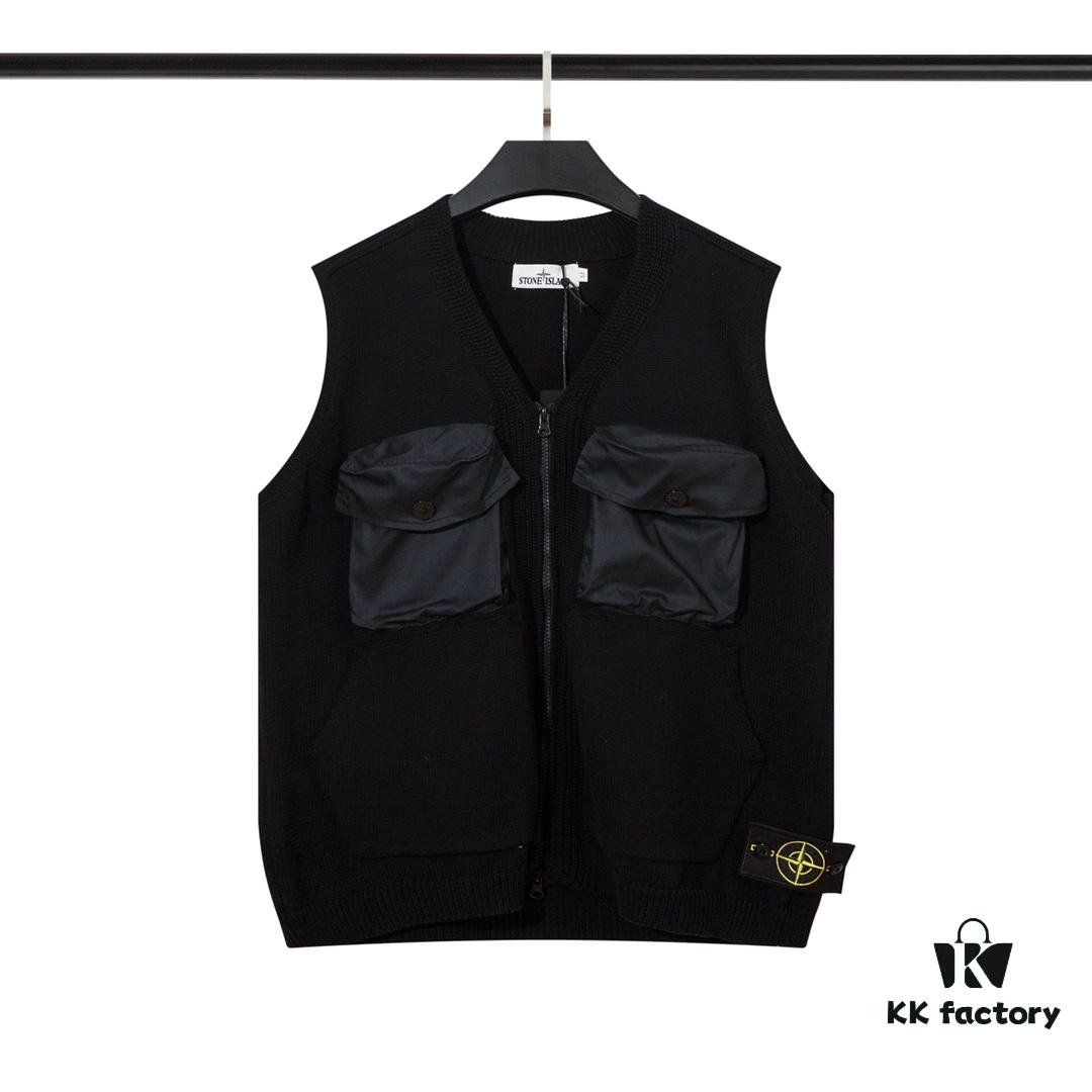 6931a43dccd8ab3d7af9883a STONE ISLAND Vest with Double Zipper Sweater in Black and White