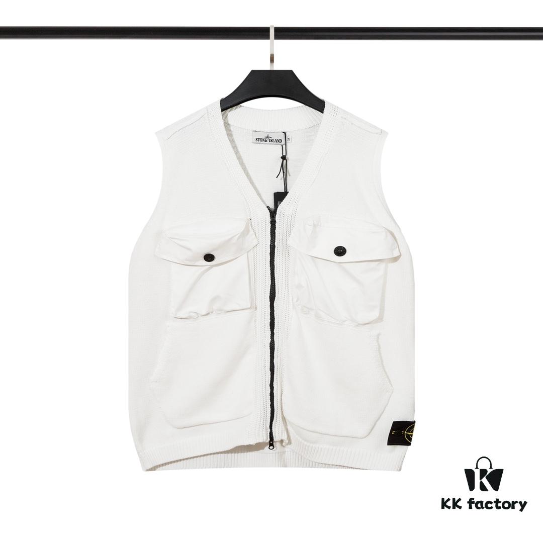 6931a43eccd8ab3d7af9883c STONE ISLAND Vest with Double Zipper Sweater in Black and White