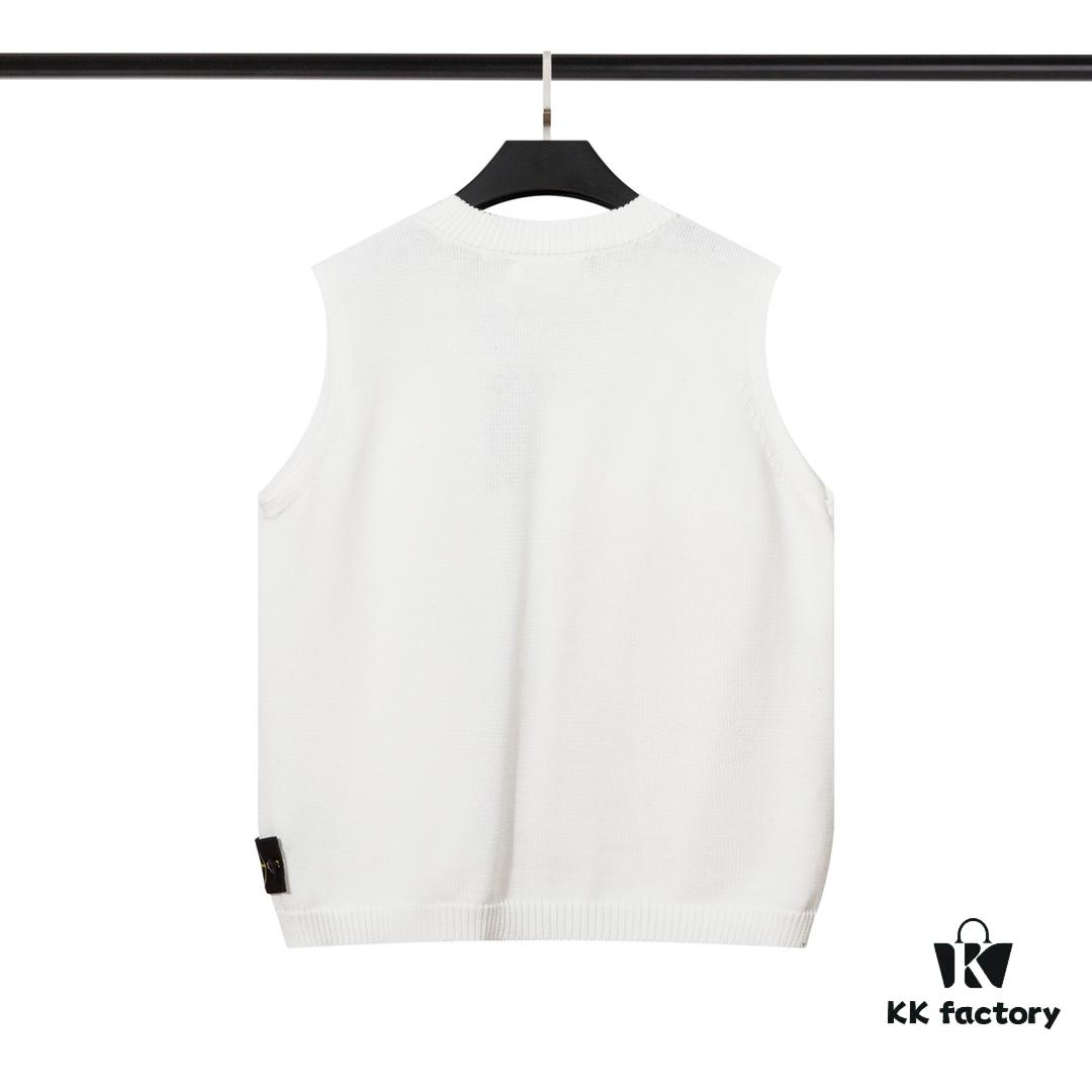 6931a43eccd8ab3d7af9883d STONE ISLAND Vest with Double Zipper Sweater in Black and White