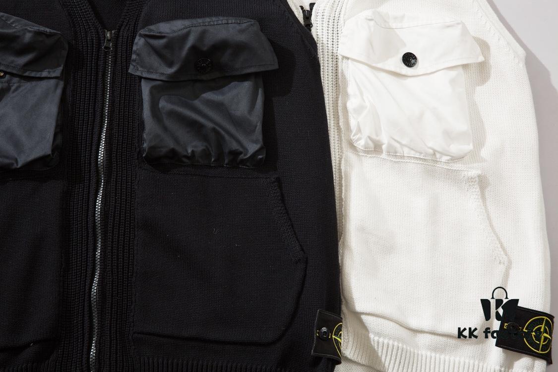 6931a43eccd8ab3d7af9883e STONE ISLAND Vest with Double Zipper Sweater in Black and White