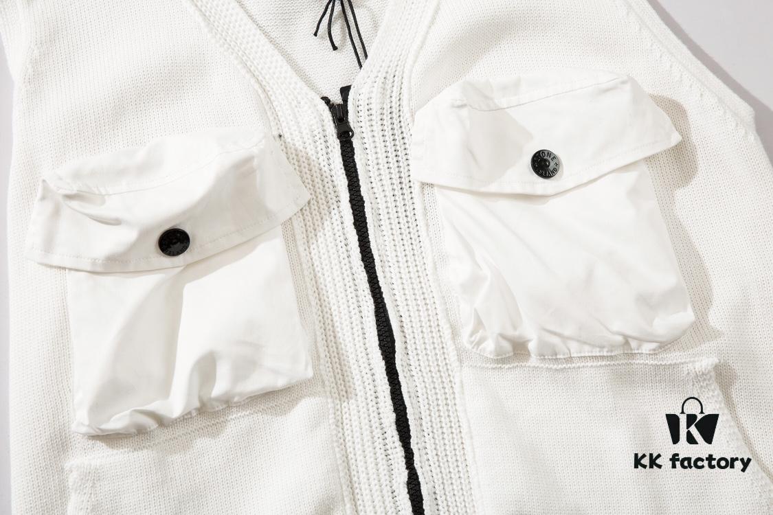 6931a43eccd8ab3d7af9883f STONE ISLAND Vest with Double Zipper Sweater in Black and White