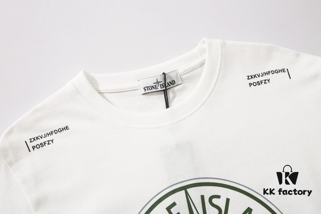 6931a43fccd8ab3d7af98851 STONE ISLAND (230g 100% Cotton Double Yarn) T-shirt with Large Logo Print Black White M L XL XXL