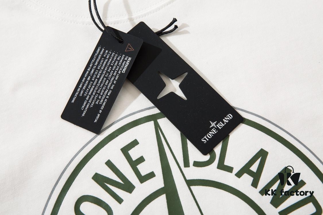 6931a43fccd8ab3d7af98853 STONE ISLAND (230g 100% Cotton Double Yarn) T-shirt with Large Logo Print Black White M L XL XXL
