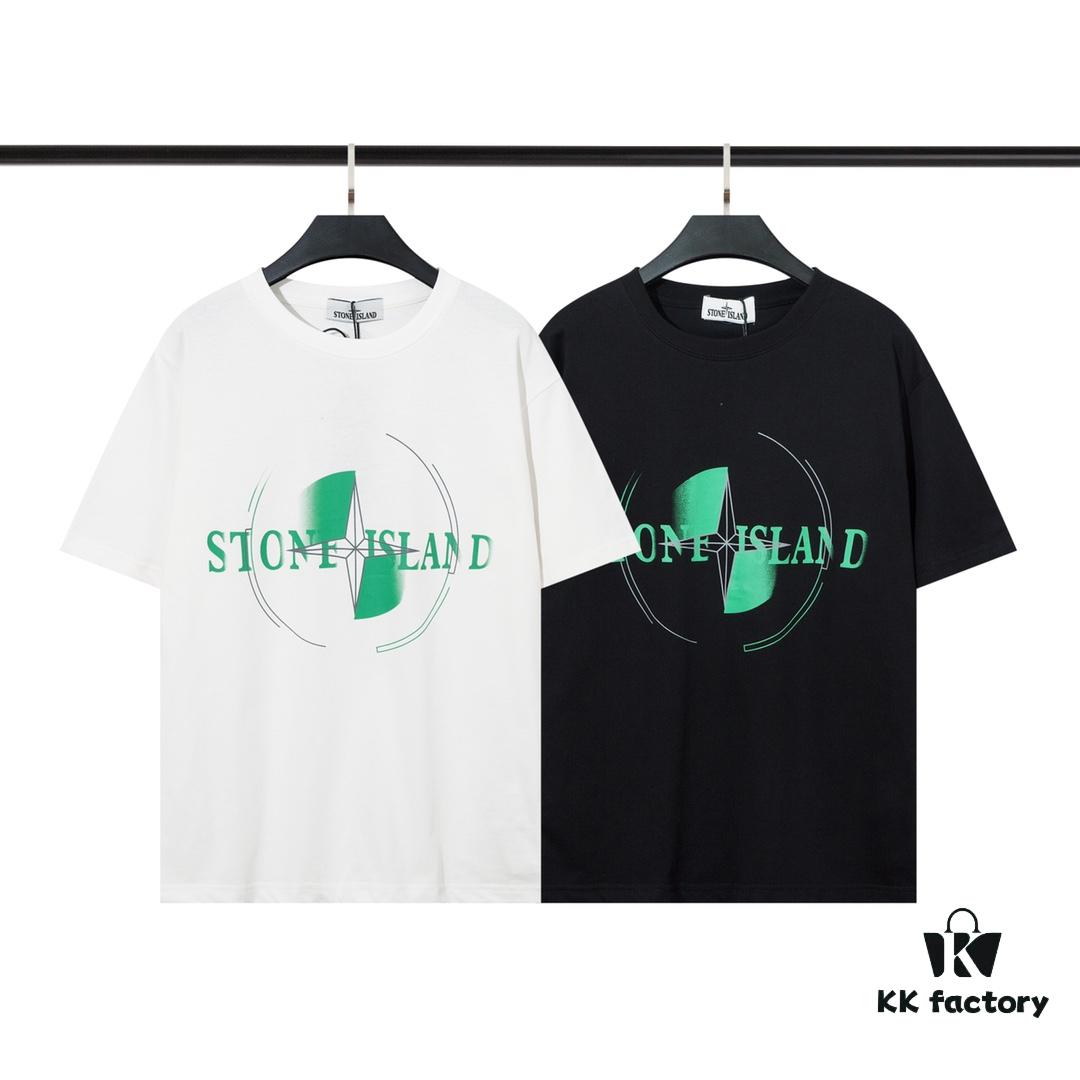 6931a43fccd8ab3d7af98854 223# STONG ISLAND (230g Double Cotton) Stone Island Front and Back Print T-Shirt. Black White M L XL XXL