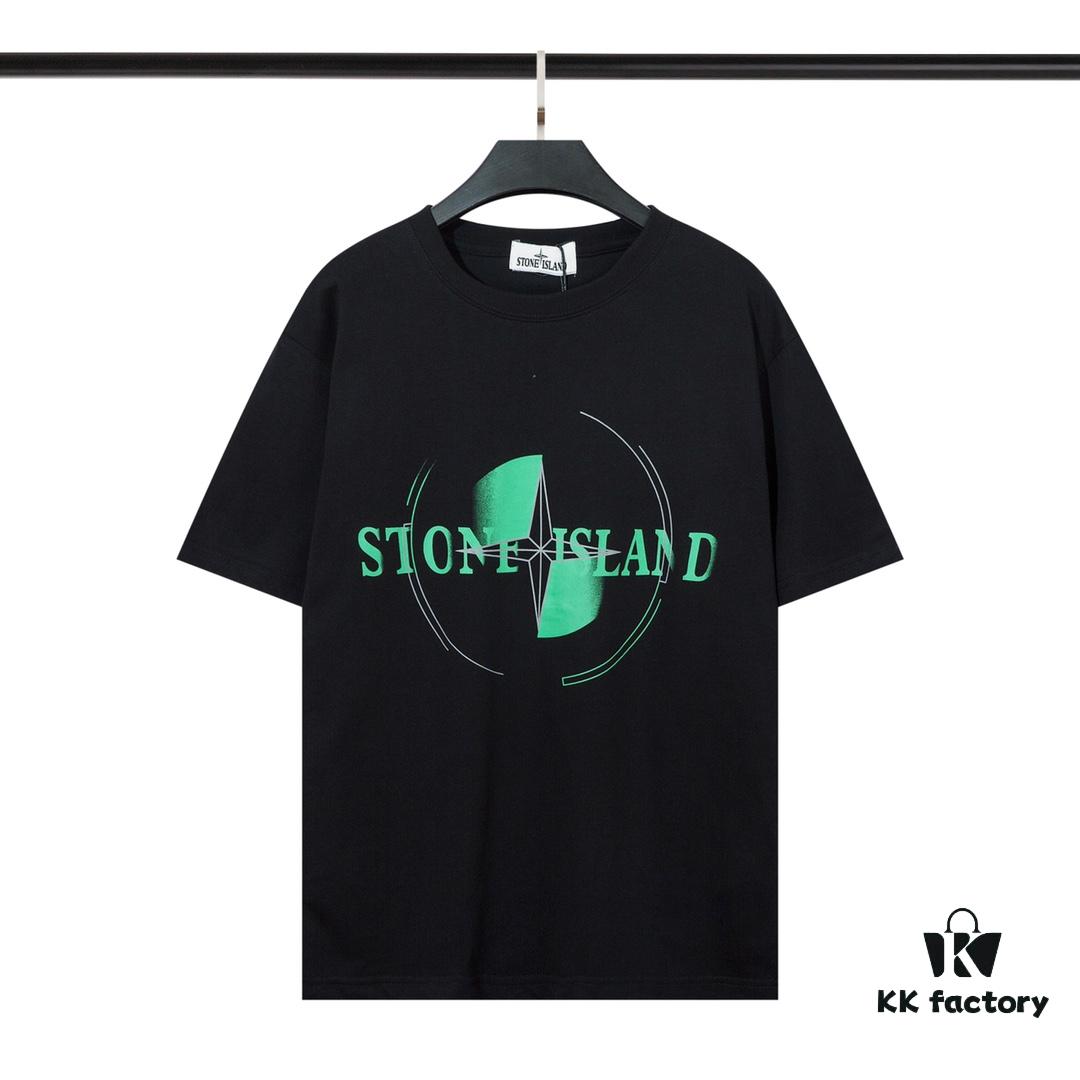 6931a43fccd8ab3d7af98855 223# STONG ISLAND (230g Double Cotton) Stone Island Front and Back Print T-Shirt. Black White M L XL XXL