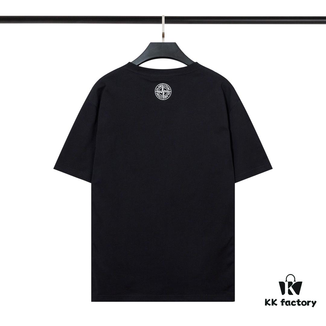 6931a43fccd8ab3d7af98857 223# STONG ISLAND (230g Double Cotton) Stone Island Front and Back Print T-Shirt. Black White M L XL XXL