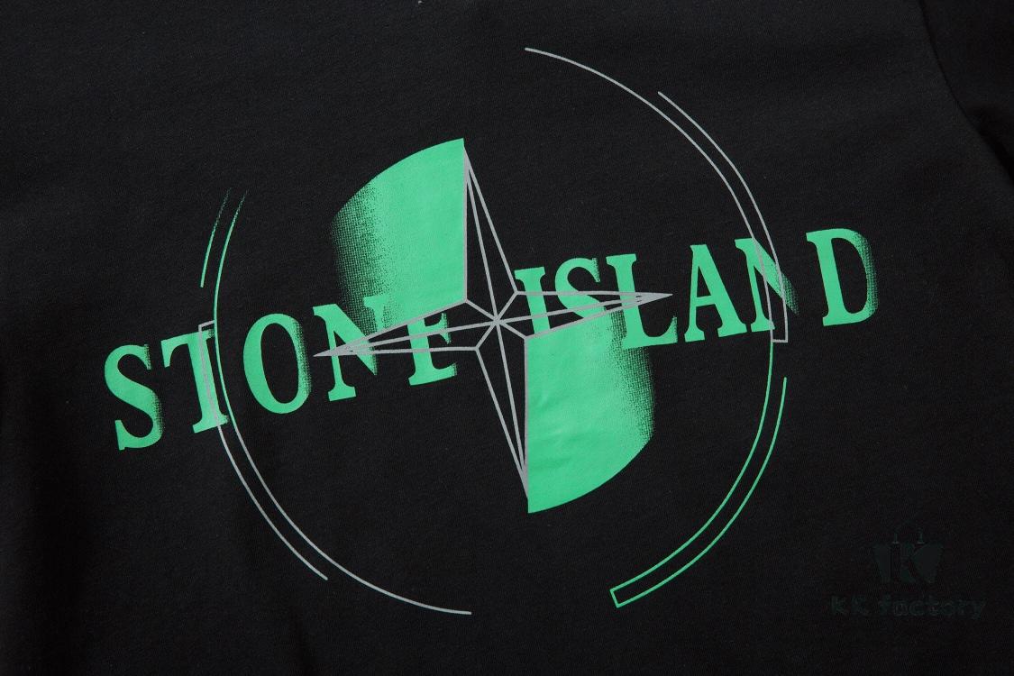 6931a43fccd8ab3d7af98859 223# STONG ISLAND (230g Double Cotton) Stone Island Front and Back Print T-Shirt. Black White M L XL XXL