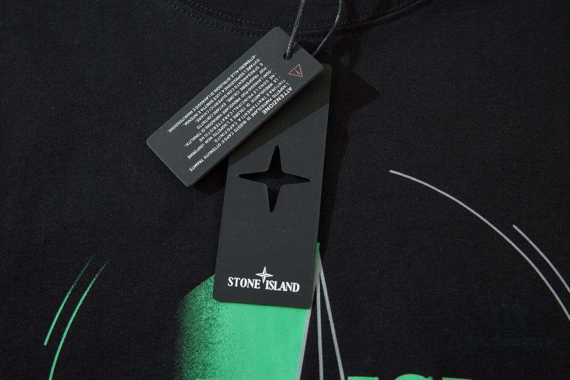 6931a43fccd8ab3d7af9885c 223# STONG ISLAND (230g Double Cotton) Stone Island Front and Back Print T-Shirt. Black White M L XL XXL