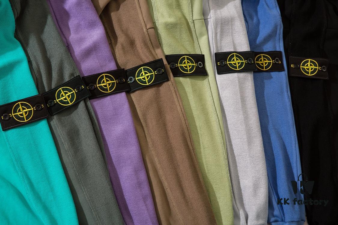 6931a440ccd8ab3d7af98869 STONE ISLAND (320g Pure Cotton Sweatshirt) Functional Cuff Loose Round Neck Pullover Terry Hoodie in Black, Light Gray, Dark Gray, Coffee, Light Green, Lake Blue, Blue, Purple