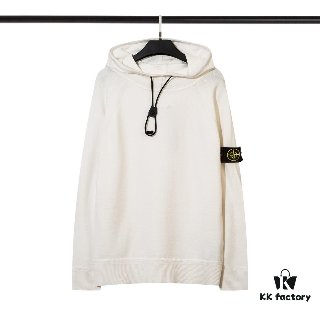 6931a441ccd8ab3d7af98883 8926# STONE ISLAND Knit Drawstring Hooded Solid Wool Sweater in Black, White, Gray