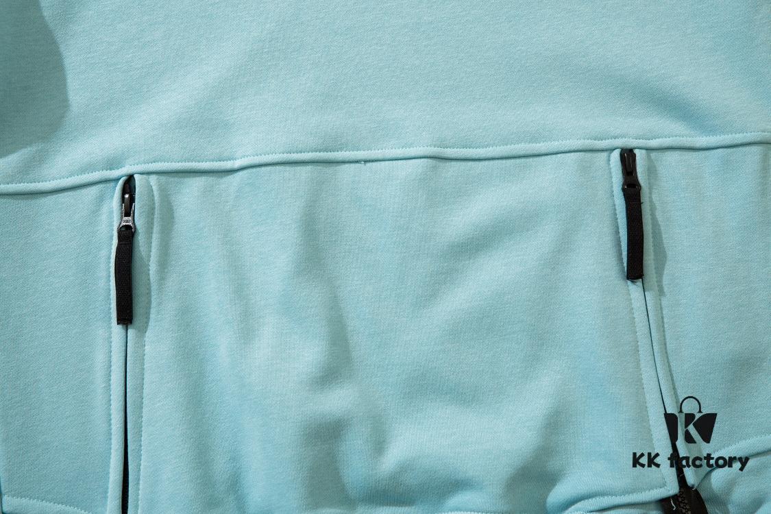 STONE ISLAND Hoodie with Zipper Pocket, Round Neck Pullover Sweatshirt (320g 100% Cotton)