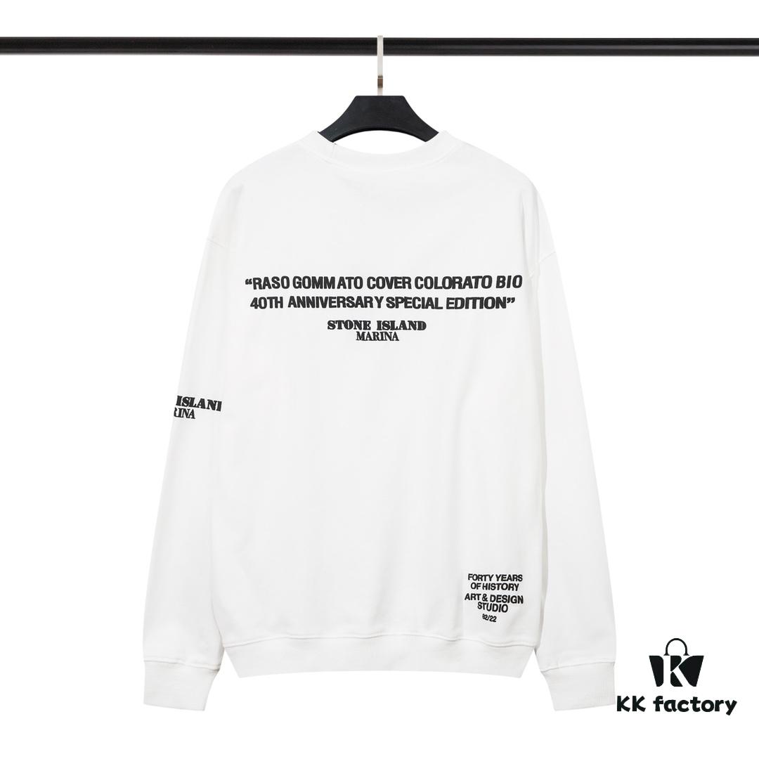 6931a443ccd8ab3d7af9889d STONE ISLAND 360g Cotton Hooded Sweatshirt with Raised Letter Print and Classic Small Logo, Crew Neck Loose Fit Pullover, Black White Green