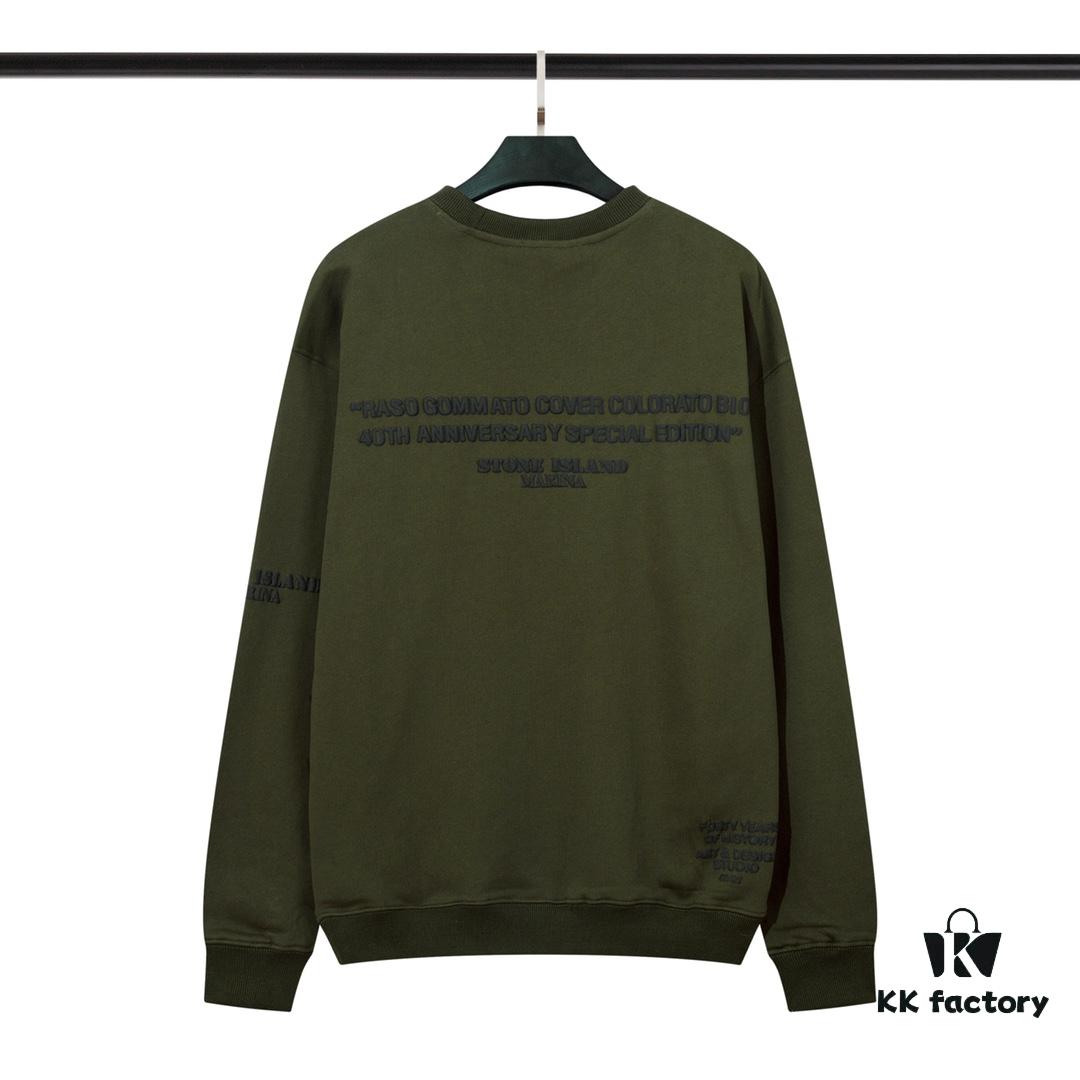 6931a443ccd8ab3d7af9889e STONE ISLAND 360g Cotton Hooded Sweatshirt with Raised Letter Print and Classic Small Logo, Crew Neck Loose Fit Pullover, Black White Green