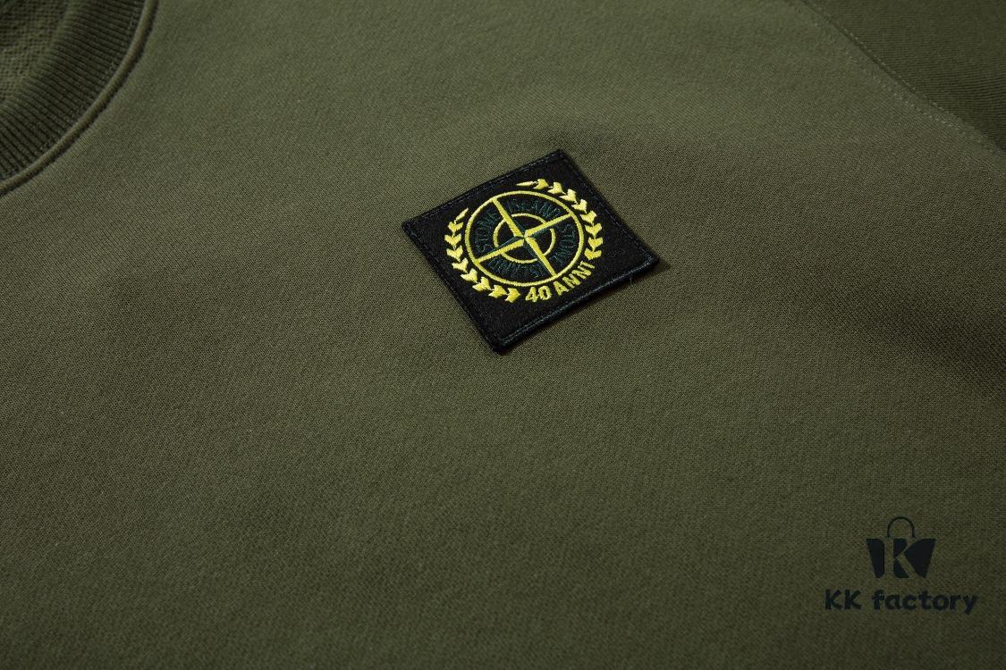 6931a443ccd8ab3d7af988a0 STONE ISLAND 360g Cotton Hooded Sweatshirt with Raised Letter Print and Classic Small Logo, Crew Neck Loose Fit Pullover, Black White Green