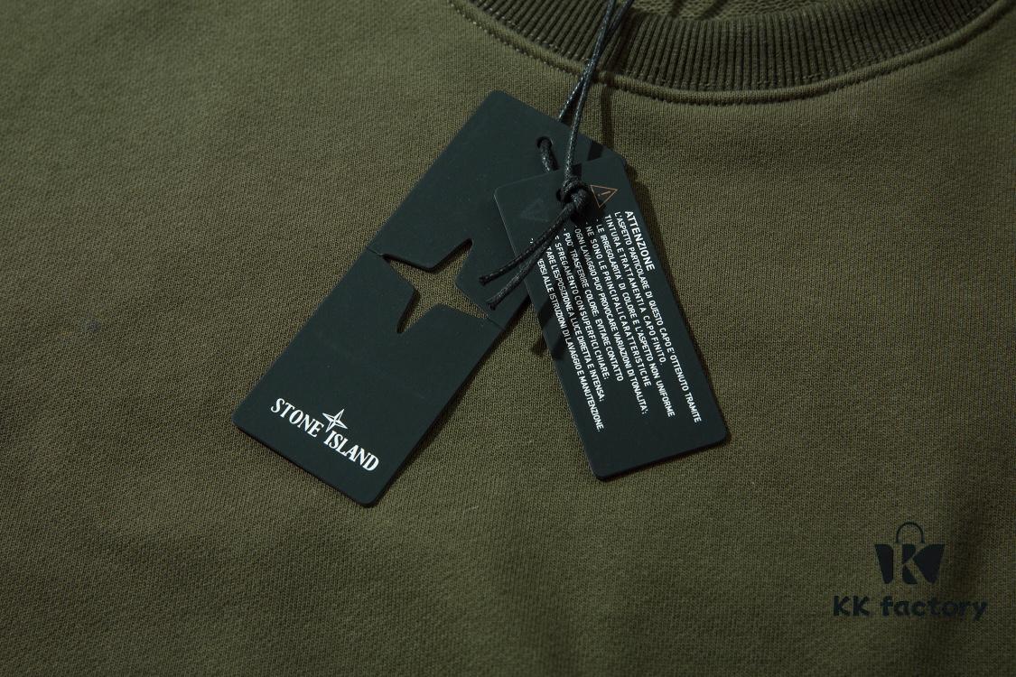 6931a443ccd8ab3d7af988a4 STONE ISLAND 360g Cotton Hooded Sweatshirt with Raised Letter Print and Classic Small Logo, Crew Neck Loose Fit Pullover, Black White Green