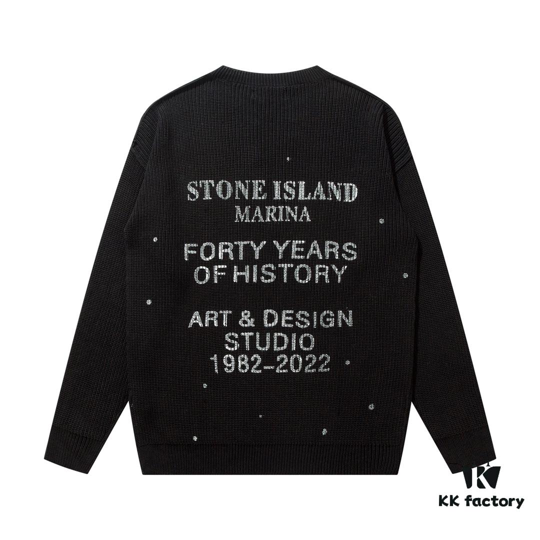 6931a443ccd8ab3d7af988a6 901# STONE ISLAND Classic Small Logo Loose Knit Pullover Sweater in Black, Gray, Blue