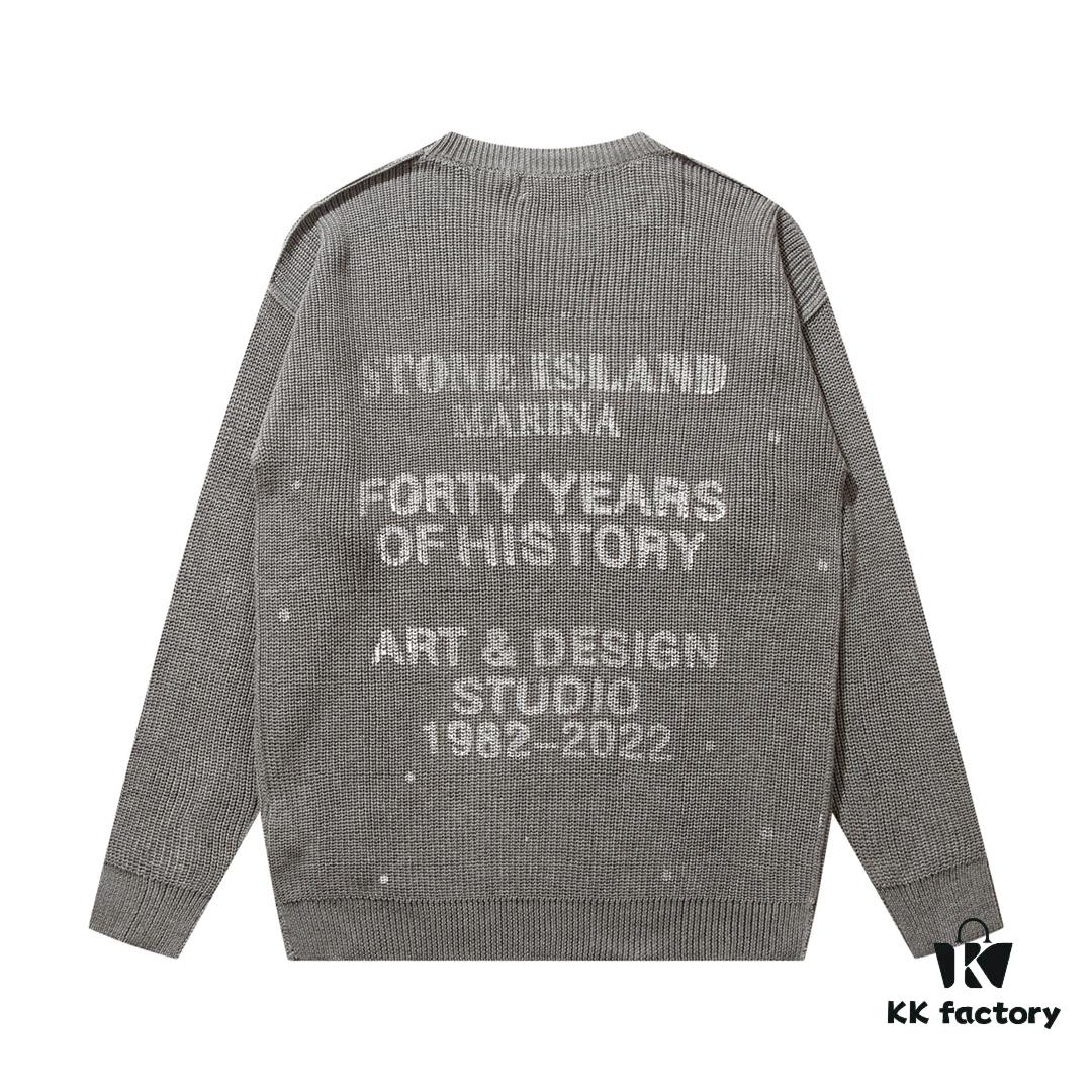 6931a443ccd8ab3d7af988a7 901# STONE ISLAND Classic Small Logo Loose Knit Pullover Sweater in Black, Gray, Blue