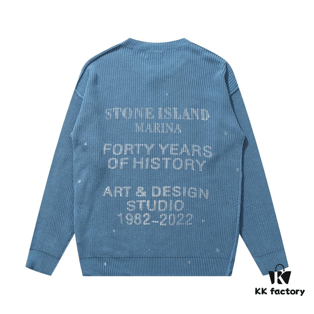 6931a443ccd8ab3d7af988a8 901# STONE ISLAND Classic Small Logo Loose Knit Pullover Sweater in Black, Gray, Blue