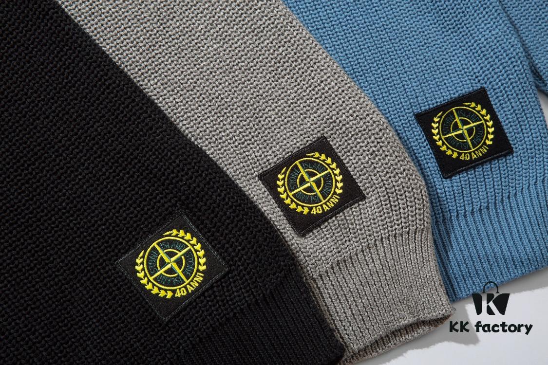 6931a443ccd8ab3d7af988ab 901# STONE ISLAND Classic Small Logo Loose Knit Pullover Sweater in Black, Gray, Blue