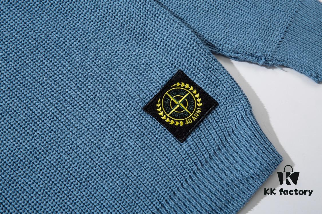 6931a444ccd8ab3d7af988ac 901# STONE ISLAND Classic Small Logo Loose Knit Pullover Sweater in Black, Gray, Blue