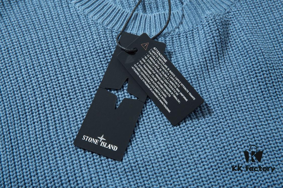 6931a444ccd8ab3d7af988ad 901# STONE ISLAND Classic Small Logo Loose Knit Pullover Sweater in Black, Gray, Blue
