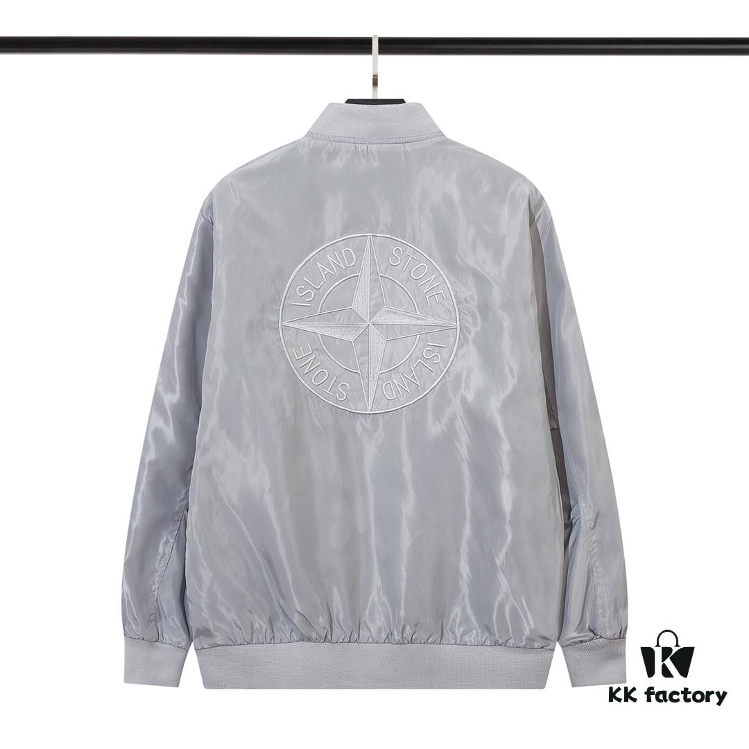 6931a444ccd8ab3d7af988b0 9002# STONE ISLAND Logo Embroidered Functional Jacket Unisex Baseball Outerwear in Black, Royal Blue, Gray