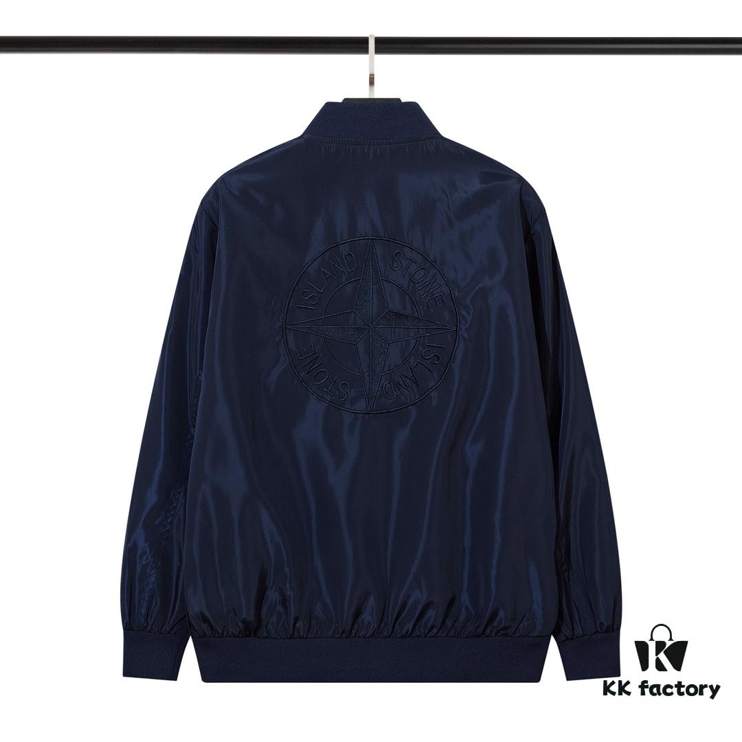 6931a444ccd8ab3d7af988b1 9002# STONE ISLAND Logo Embroidered Functional Jacket Unisex Baseball Outerwear in Black, Royal Blue, Gray