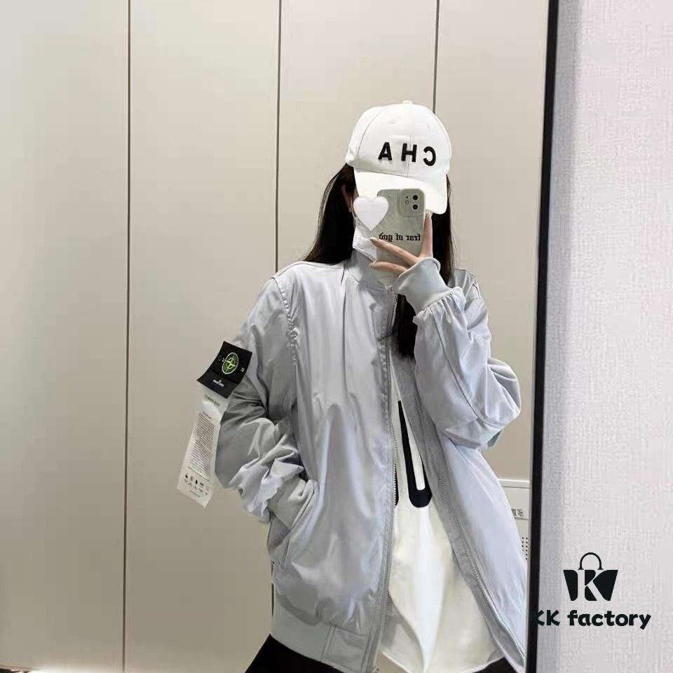 6931a444ccd8ab3d7af988b6 9002# STONE ISLAND Logo Embroidered Functional Jacket Unisex Baseball Outerwear in Black, Royal Blue, Gray