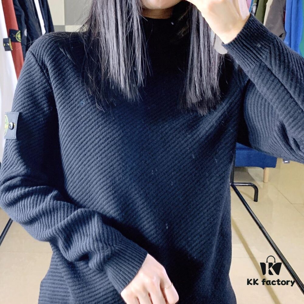 Stone Island Autumn/Winter 20 Knitted Turtleneck Sweater in Twill