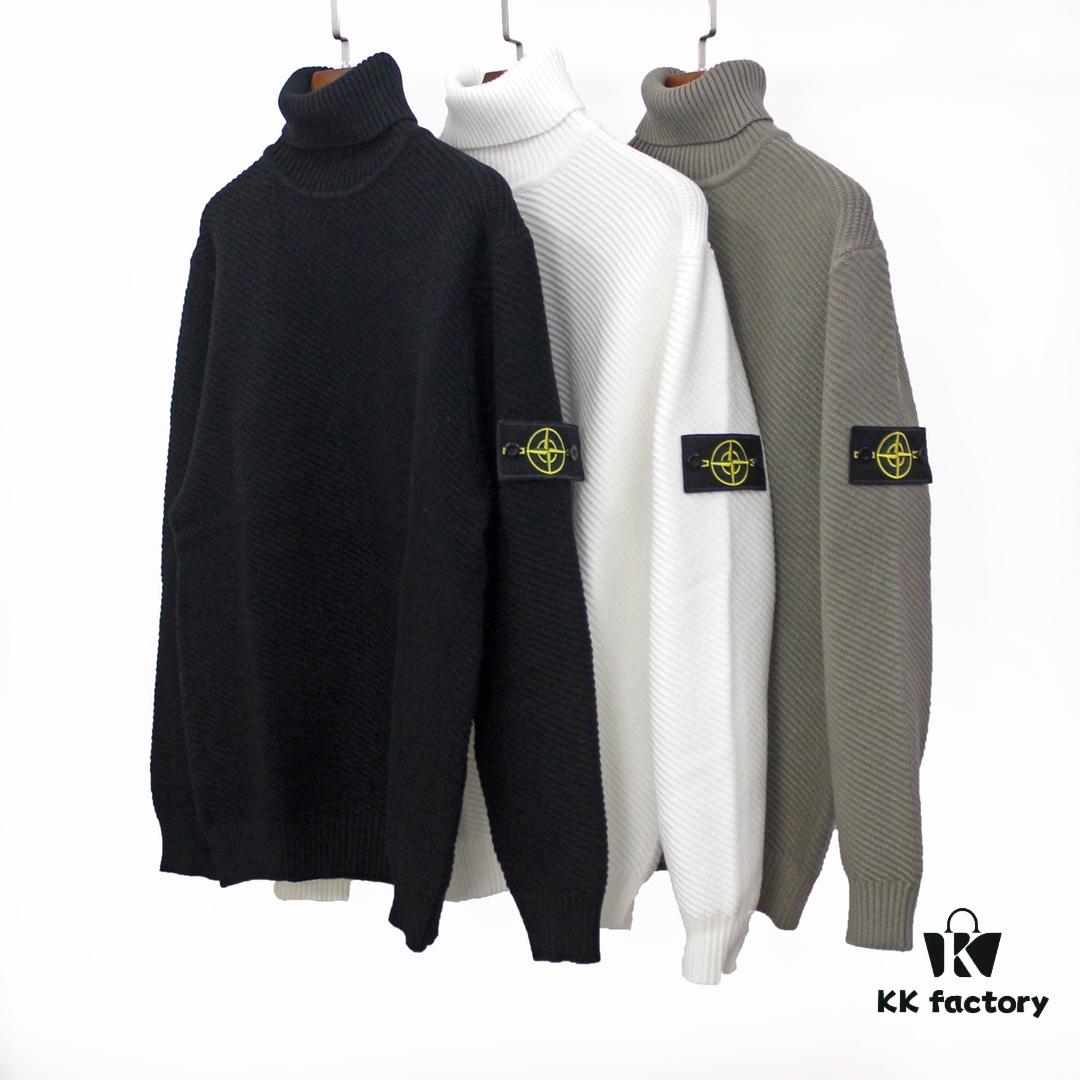 Stone Island Autumn/Winter 20 Knitted Turtleneck Sweater in Twill