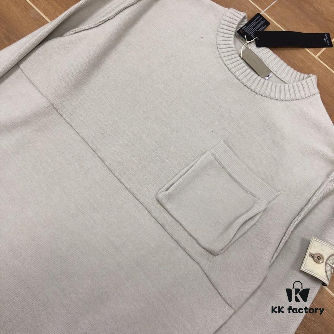 STONE ISLAND GHOST Series Patchwork Pocket Knit Pullover Sweater