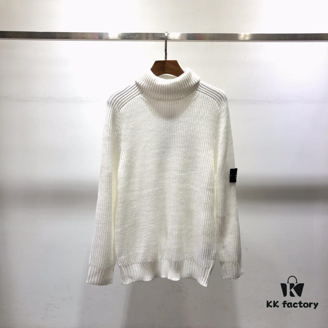 Stone Island 19 Fall/Winter Basic Model with Sleeve Logo Turtleneck Knit Sweater