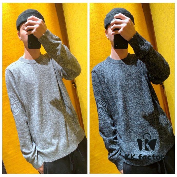 6931a450ccd8ab3d7af9898f Stone Island 20 Spring Embroidered Badge Large LOGO Fashion Knit Pullover Casual Sweater