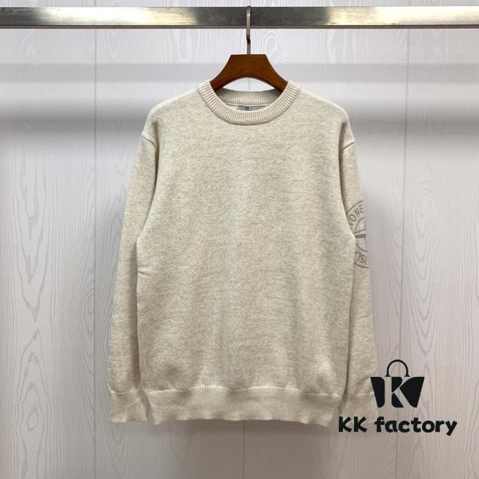 Stone Island 20 Spring Embroidered Badge Large LOGO Fashion Knit Pullover Casual Sweater