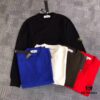 Stone Island Basic Round-Neck Pullover Knit Sweater with Compass Sleeve Patch