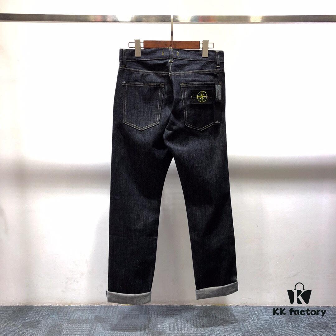 STONE ISLAND Classic Straight-Fit Raw Denim Jeans with Side Embroidered Logo